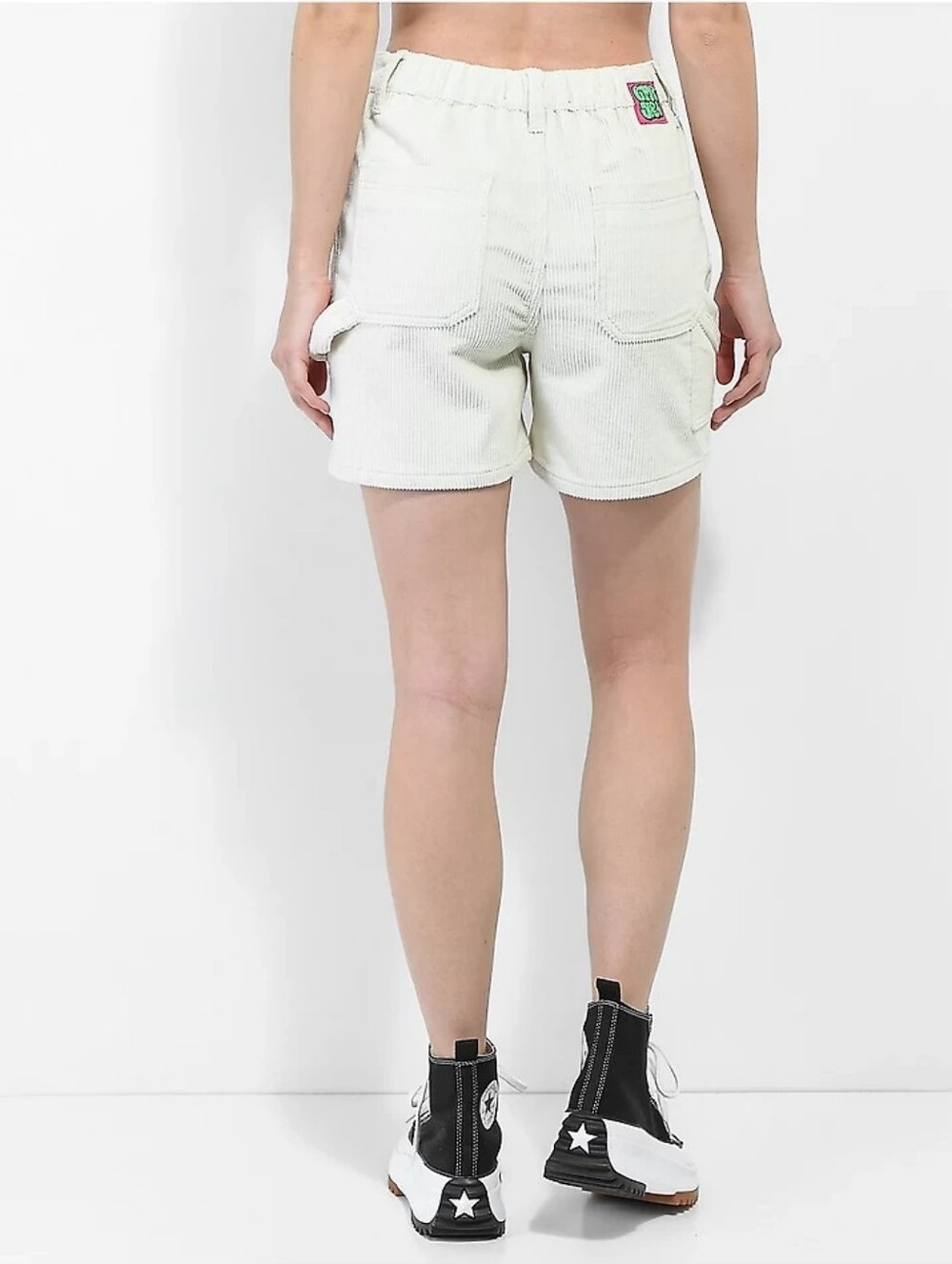 Empyre Womens Laurel Cream Asymmetrical Corduroy Carpenter Skate Shorts Small - Picture 2 of 16
